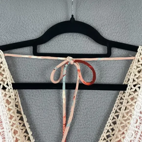 Selfie Leslie Dress Womens Small Floral Lace Boho Long Sleeve Crochet Trim Mini - Picture 8 of 15